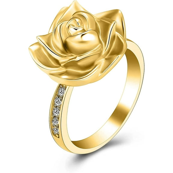 Cremation Ring for Ashes for Women Rose Flower Urn Rings Memorial Jewelry Human Pet Stainless Steel Ash Holder Loved Ones Funeral Keepsake Gift