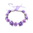 thumbnail image 1 of Rose Flower Crown Headband – Artificial Floral Hair Wreath with Green Leaves & Ribbon, Adjustable Festival Hair Accessory for Weddings, Parties & Photoshoots, 1 of 5