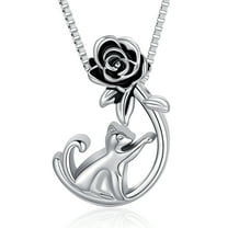 Rose Flower & Cute Cat Urn Necklace for Ashes Cremation Memorial Keepsake Jewelry Gifts for Pet for Cat Memorial Necklaces Ash Holder