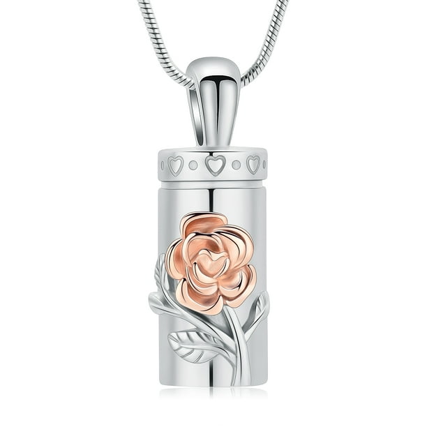 Rose Flower Cylinder Cremation Jewelry