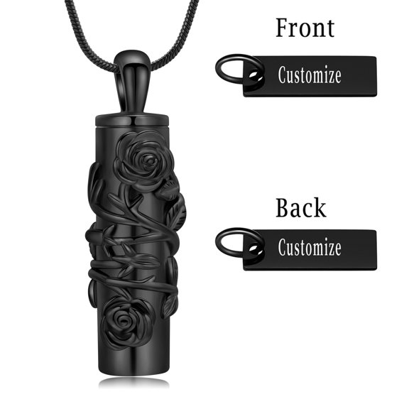 Rose Flower Cylinder Hollow Pendant Cremation Jewelry for Ashes Holder Urn Necklace for Ashes of Loved One