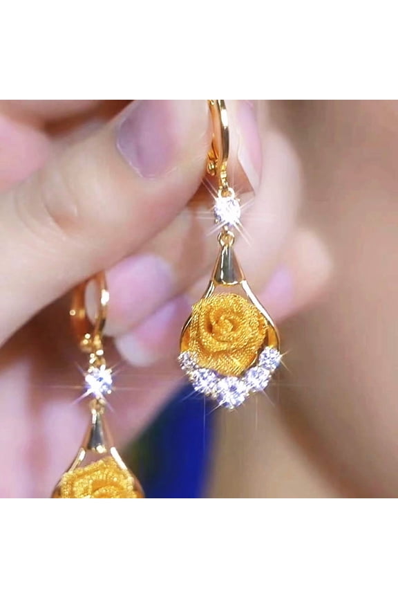 Rose Flower Earrings for Women, Light Luxury Fashion, High-end Feel, Sweet Temperament, Versatile Earrings, Simple Trendy Accessories