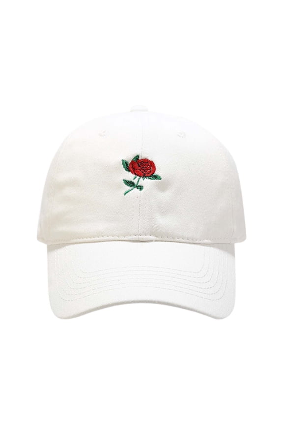 Rose Flower Embroidered Baseball Cap Soft Top Face Framing Elegance Streetwear Visor Hat for Unisex