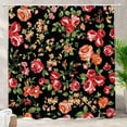 thumbnail image 1 of Rose Flower Floral Decor Shower Curtain,Red Rose and Daisies Black Background Bathroom Decor Polyester Fiber Plastic Rings Quick-Drying Waterproof for Bathtubs/Bathroom 36"W x 72"L (Pack of 1), 1 of 6