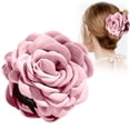 thumbnail image 1 of Rose Flower Hair Claw Clip - Large Camellia Satin Fabric Hair Accessories, Elegant Solid Color Floral Jaw Clip, Strong Hold Non Slip Grip, Fancy Twist up Style, Wedding Prom Party Makeup Organizers, 1 of 9