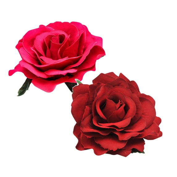 Rose Flower Hair Clips Elegant Hairpins Floral Brooches Pin Boho Hair Clip Rose Hair Accessories for Women Girls Lady Bridal, 10 cm, Red & Hot Pink 1Pack