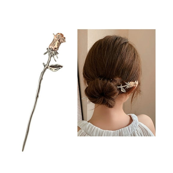 Rose Flower Hair Pins Chopsticks for Women Hair Accessories Rose Hairpin Chinese Hair Sticks for Buns Christmas Birthday Gifts for Girls Women Hair Chopsticks for Buns