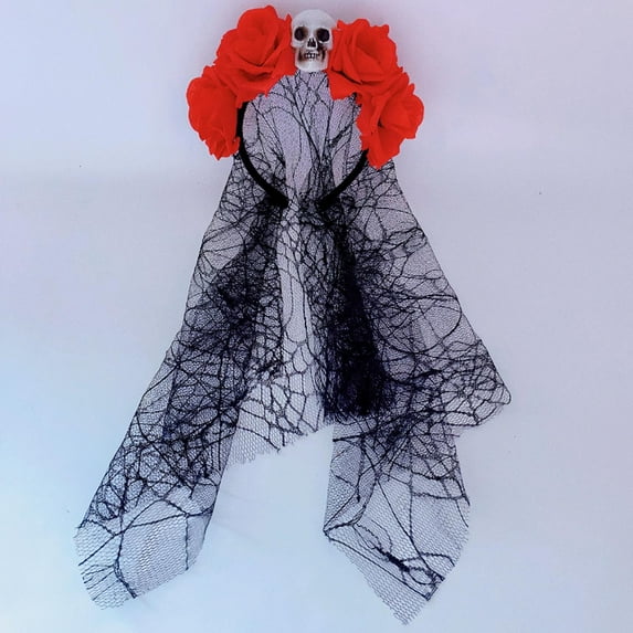 Rose Flower Headband Day Of The Dead Mexican Gothic Skeleton Lace Headdress Fancy Dress Girl Headdress Wedding Accessories Candy Cane Hair Bow Headbands Metal Women S Fall Fashion Headband Head Boys