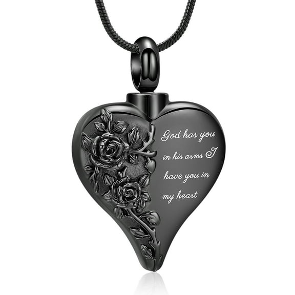 Rose Flower Heart Cremation Jewelry for Ashes Urn Necklace  for Women Men Memorial Gift