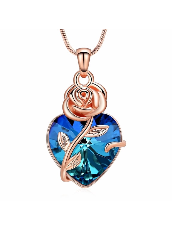 Rose Flower Heart Urn Necklaces for Ashes Cremation Jewelry for Ashes Crystal Heart Ashes Pendant Necklaces for Women Men Memorial Keepsake Jewelry Gift