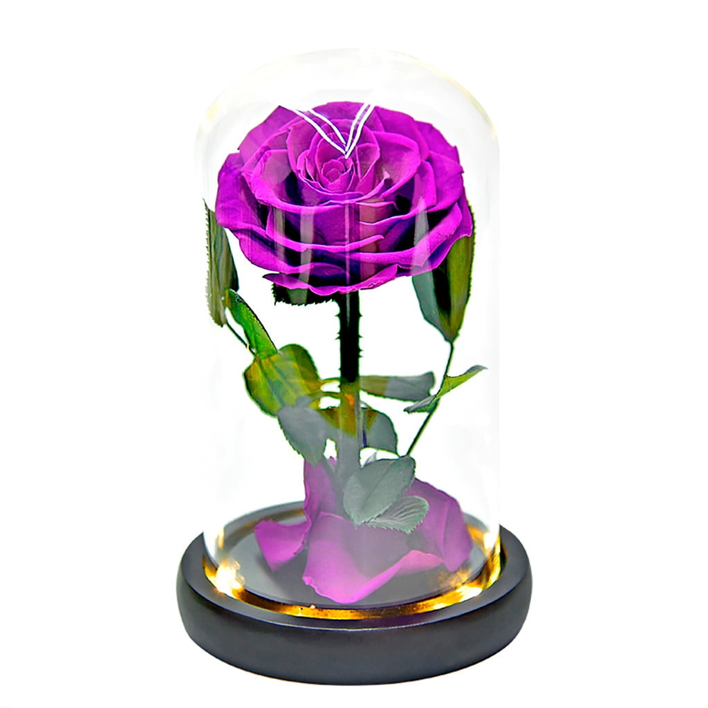 Rose Flower LED Light Valentine's Day Gifts Romantic Glass Rose Decor