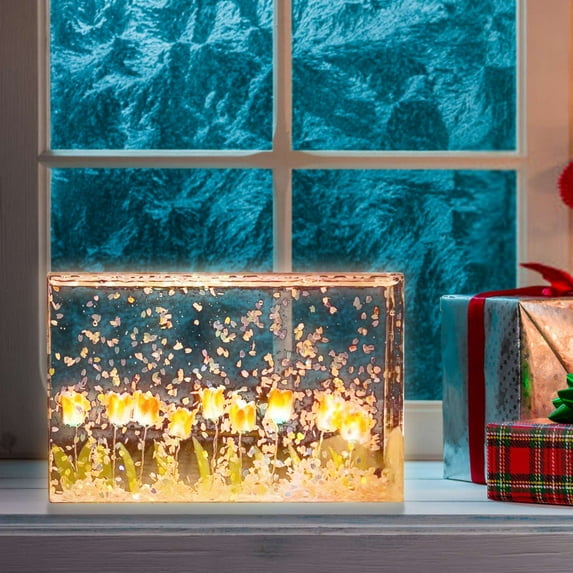 Rose Flower Lamp DIY Materials Street Flowing Lamp Snow Night Light DIY Christmas Lights Christmas Desktop Decor for Birthday and Christmas Decor for Girlfriends and Besties