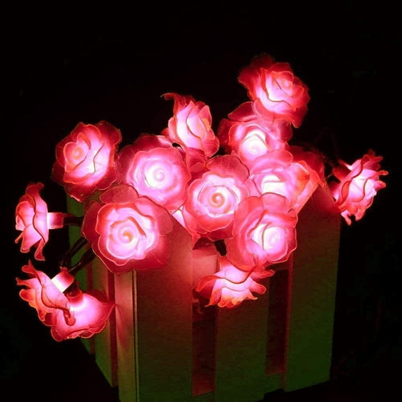 Rose Flower Lights- 6.5M 30LED Solar Rose String Lights Solar Flower Fairy String Lights Waterproof With 8 Mode For Wedding Gardens Party Christmas Decoration.