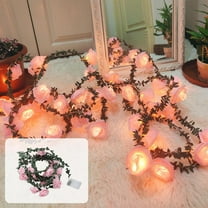 Rose Flower Lights,Flower Rattan String Light,Pink Valentines Day Lights,Simulation Battery Powered 10 LED Lights, for Party Christmas Valentines Bedroom Wedding Garden Gift Decorations, 59.1"