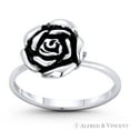 thumbnail image 1 of Rose Flower Love & Romance Charm Right-Hand Stackable Ring in Oxidized .925 Sterling Silver, 1 of 1