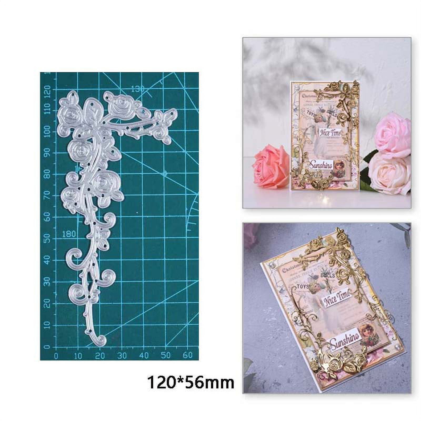 Rose Flower Metal Die Cuts, Flower Leaf Vine Corner Cutting Dies for ...