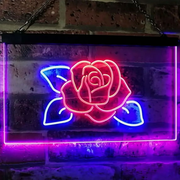 Rose Flower Neon Sign, Boutique Shop Flower Plant Shop Decor