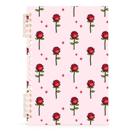 Rose Flower Notebooks 1-subject Journal 60 Sheets A5 College Ruled Paper Detachable Ring 8.3"x5.7"