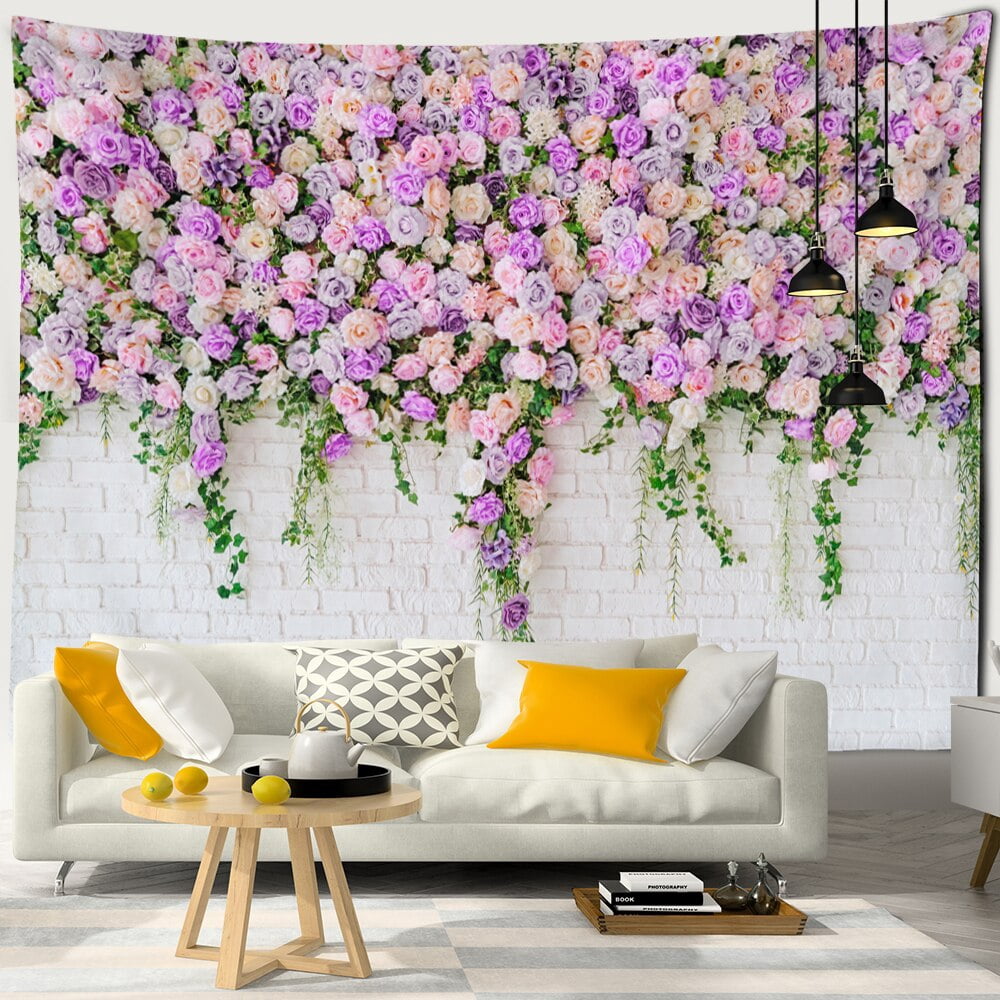 Rose Flower On The Wall Tapestry Wall Hanging Boho Hippie Tapiz Art ...