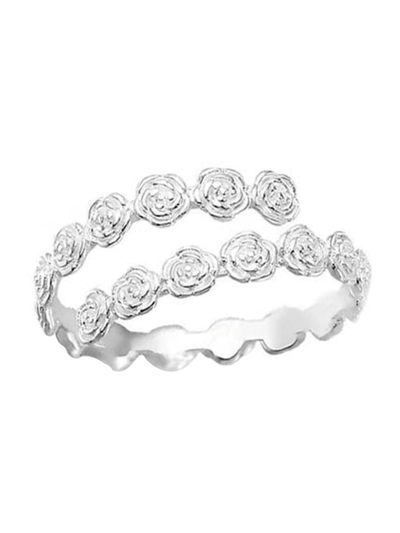 Rose Flower Ring for Women Adjustable Silver Rose Flower Open Ring Wedding Engagement Jewelry for Mom Bride Girlfriend