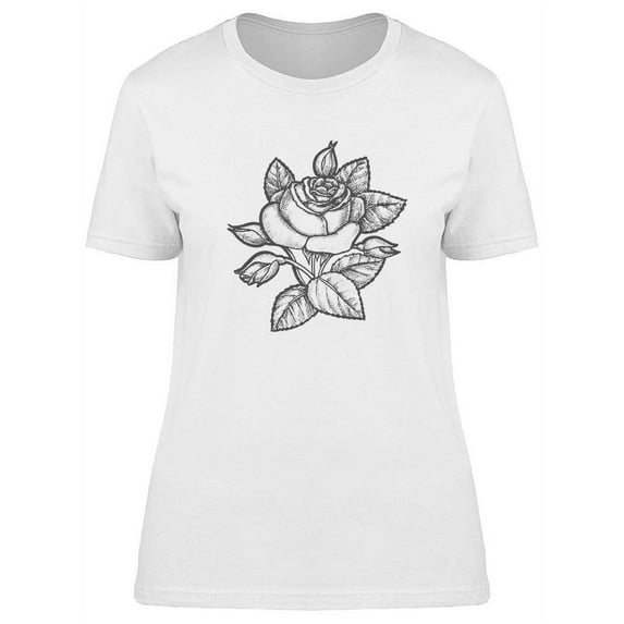 Rose Flower Sketch Design T-Shirt Women -Image by Shutterstock, Female 3X-Large