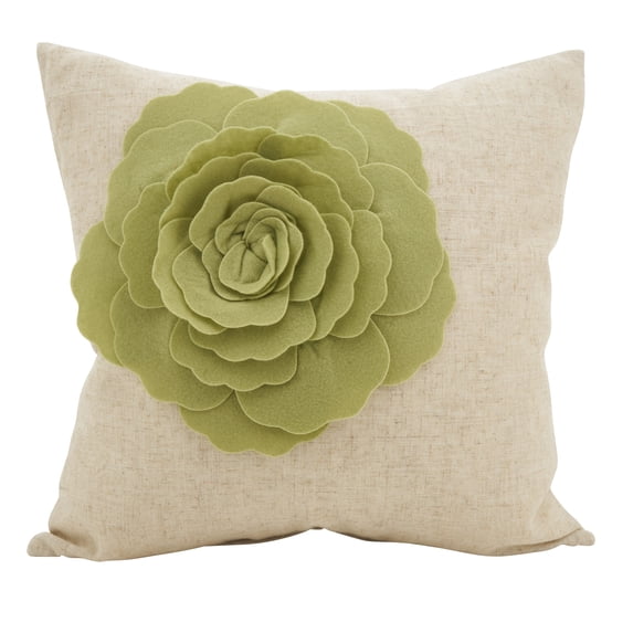 Rose Flower Statement Decorative Throw Pillow 18"x18" (Lime)