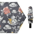 thumbnail image 1 of Rose Flower Teacup Teapot Compact Sun Umbrella Windproof Travel Umbrellas for Rain Strong Portable UV Protection, 1 of 8