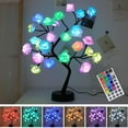 thumbnail image 1 of Rose Flower Tree Lamp - LED Rose Tree Table Lamp USBPowered, Light Up Roses, Twinkling Tree, Artificial Bonsai Flower Night Light for Bedroom Living Room Party Wedding Birthday Decor (17 Colors), 1 of 5