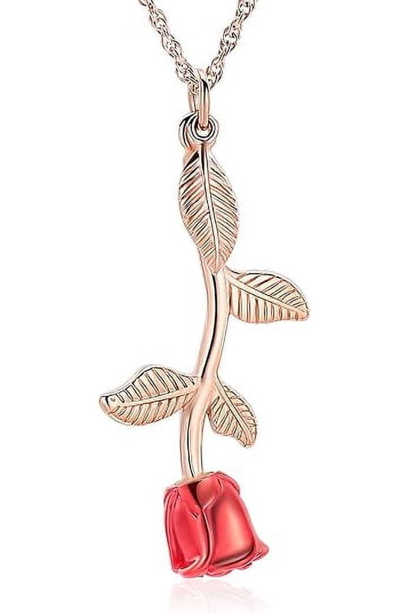 Rose Flower Urn Necklace for Ashes Flower Cremation Jewelry for Human / Pet Memorial Urn Locket for Human / Pet Ashes Pendant Keepsake Ashes Memorial Gift with Free Fill Kit
