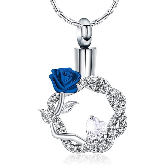 Rose Flower Urn Necklace for Ashes Cremation Jewelry Stainless Steel Ashes Pendant Memorial Ash Holder for Women / Mom / Sister / Wife Keepsake Gifts