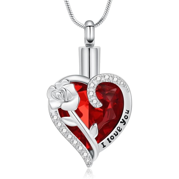 Rose Flower Urn Necklace for Ashes Heart Cremation Urn Pendant Keepsake Jewelry for Women Human / Pet Memorial Locket Ashes Holder