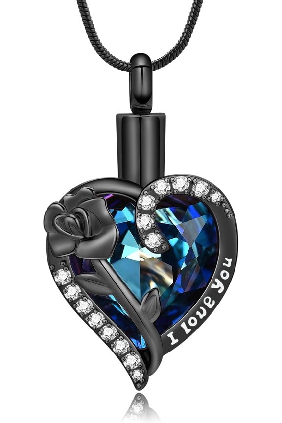 Rose Flower Urn Necklace for Ashes Heart Cremation Urn Pendant Keepsake Jewelry for Women Human / Pet Memorial Locket Ashes Holder