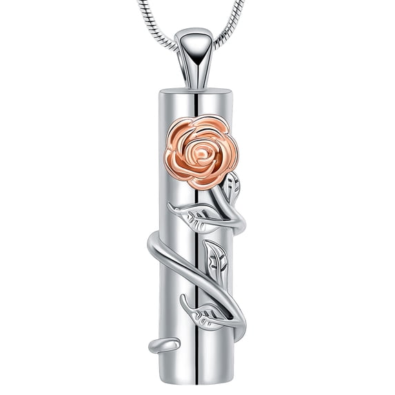 Rose Flower Urn Necklace for Ashes for Women Cremation Jewelry for Human Pet Memorial Locket Holder