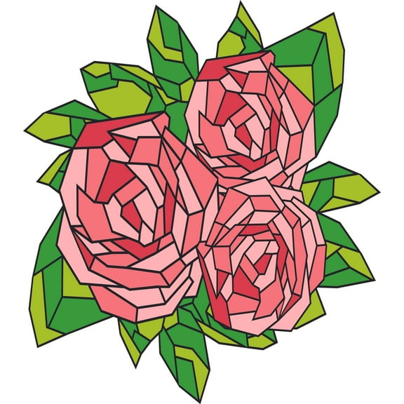 Rose Flower Vinyl Stained Glass Film Window Decoration Static Cling (15"x12")