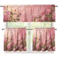 thumbnail image 1 of Rose Flower Window Treatment 3 Piece Bedroom Floral Curtains for Window 24 Inch Length Kitchen Valance and Tiers Sheer Rod Pocket Cafe Curtains Decoration,54"x24", 1 of 4
