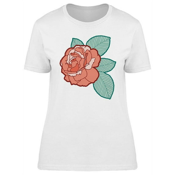 Rose Flower With Leaves. T-Shirt Women -Image by Shutterstock, Female Medium