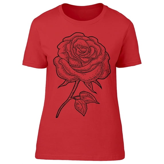 Rose Flower With Leaves T-Shirt Women -Image by Shutterstock, Female Small