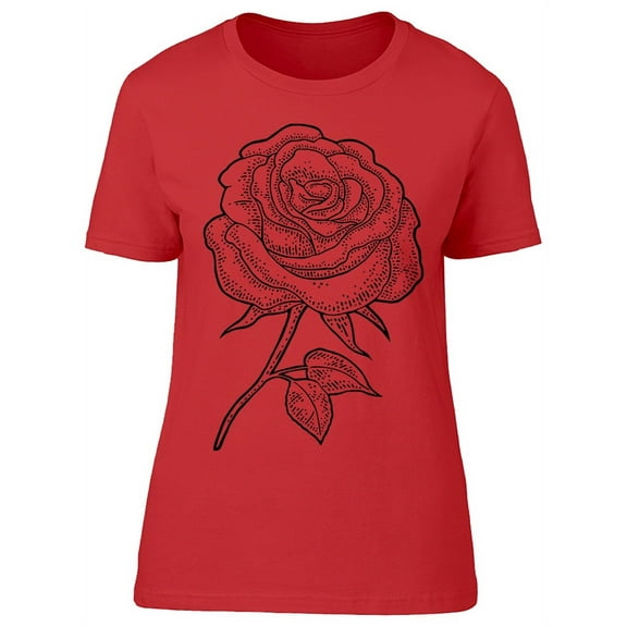 Rose Flower With Leaves T-Shirt Women -Image by Shutterstock, Female x-Large