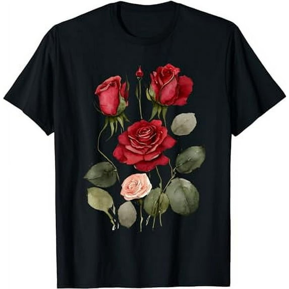 Rose Flower black T-Shirt