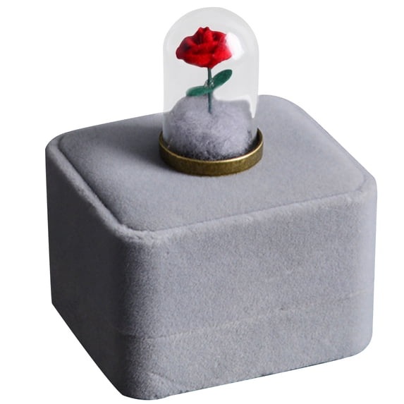Rose Flower in Glass Dome Decorative Preserved Flower Adornment with Gift Box
