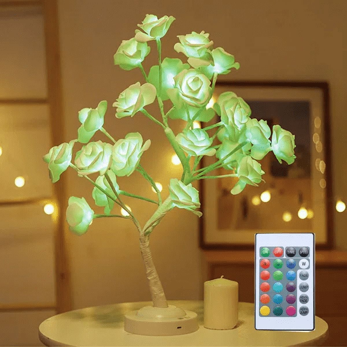 Rose Flower lamp for Women, 24 Led Pink Room Decor Night Light USB