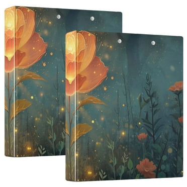 Rose Flower with Fireflies 3 Ring Hardcover Binders 1.5" Round Rings for Letter-Size Folder Paper Organizer Pockets for Office Student Recipe 1 Pack
