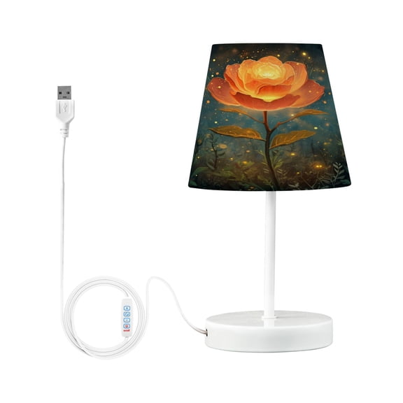Rose Flower with Fireflies Desk Lamp LED Table Nightstand Lamps with 3 Color Temperatures for Home Bedroom Living Room Decor 6x11