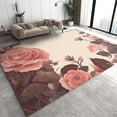 thumbnail image 1 of Rose Flowers Area Rug, Countryside Farmhouse Red Flora Washable Rugs, Indoor Outdoor Rug For Living Room Bedroom Rug Floor Mat Dining Office Entryway 4 x 6ft, 1 of 6