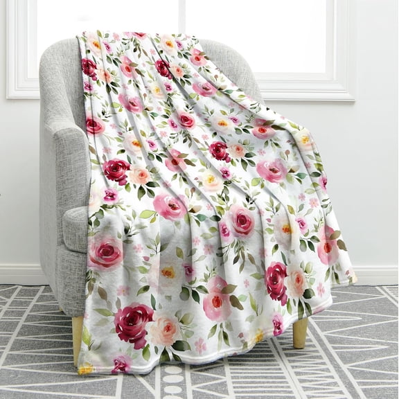 Rose Flowers Blanket Gifts for Women Women, Birthday Valentines Soft for Adult, Lightweight Warm Flannel for Bed Sofa Couch Office Home 50"x60"