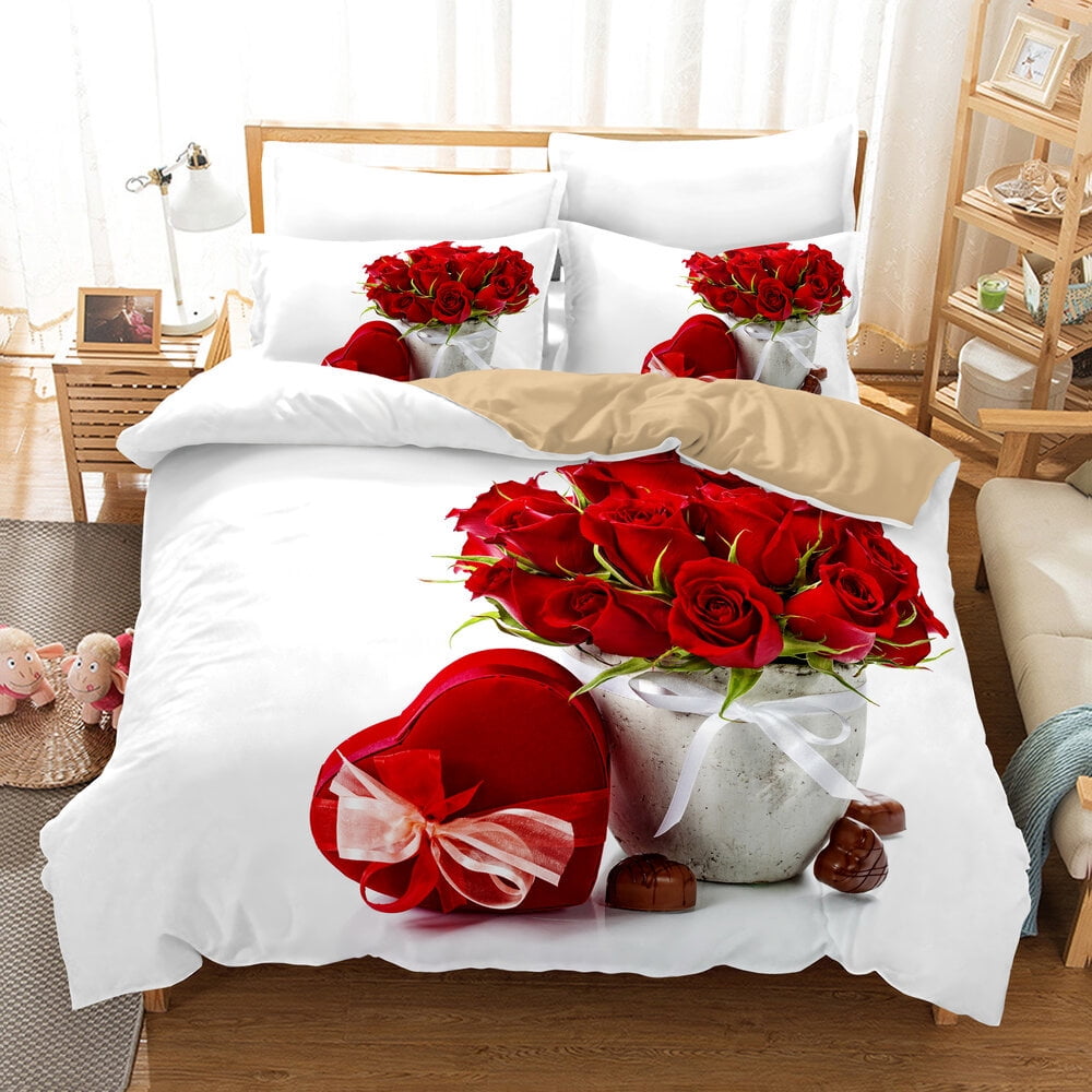 Rose Flowers Duvet Cover Twin Full Queen King Size Romantic Love