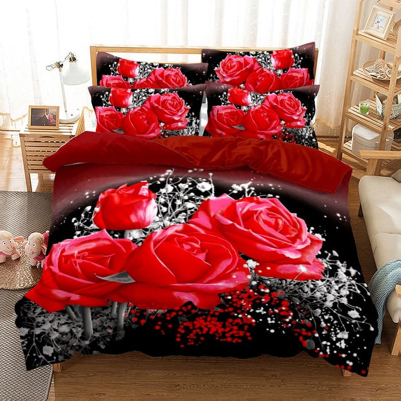 Rose Flowers Duvet Cover Twin Full Queen King Size Romantic Love