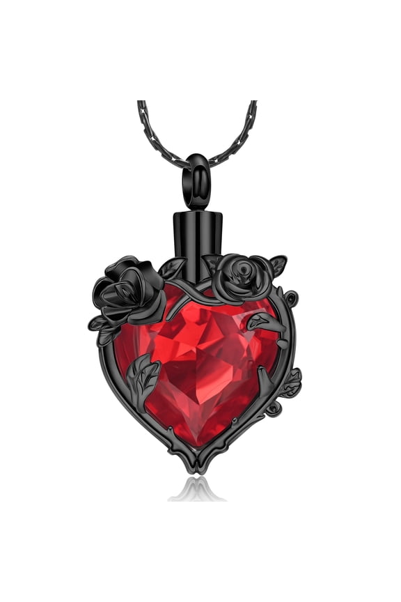 Rose Flowers Heart Urn Pendant Cremation Jewelry for Ashes Holder Memory Necklace Human Pet Memorial Jewelry