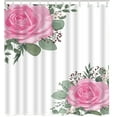 thumbnail image 1 of Rose Flowers Leaves Shower Curtain Watercolor Botanical Bouquet Waterproof Shower Curtains For Bathroom With 12 Grommet Hooks 72"W x 72"L (Pack of 1), 1 of 6