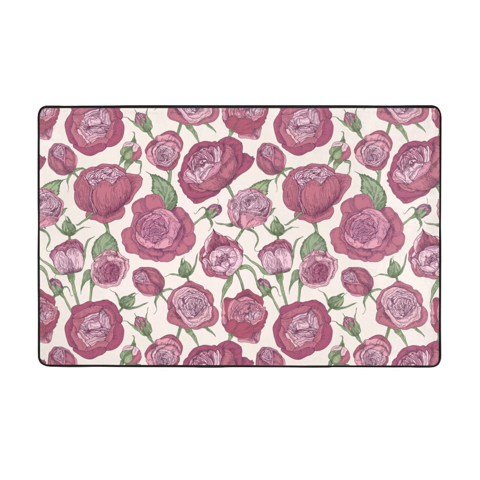 Rose Flowers Purple Area Rug Throw Rug, Indoor Door Mat, Door mat 60*